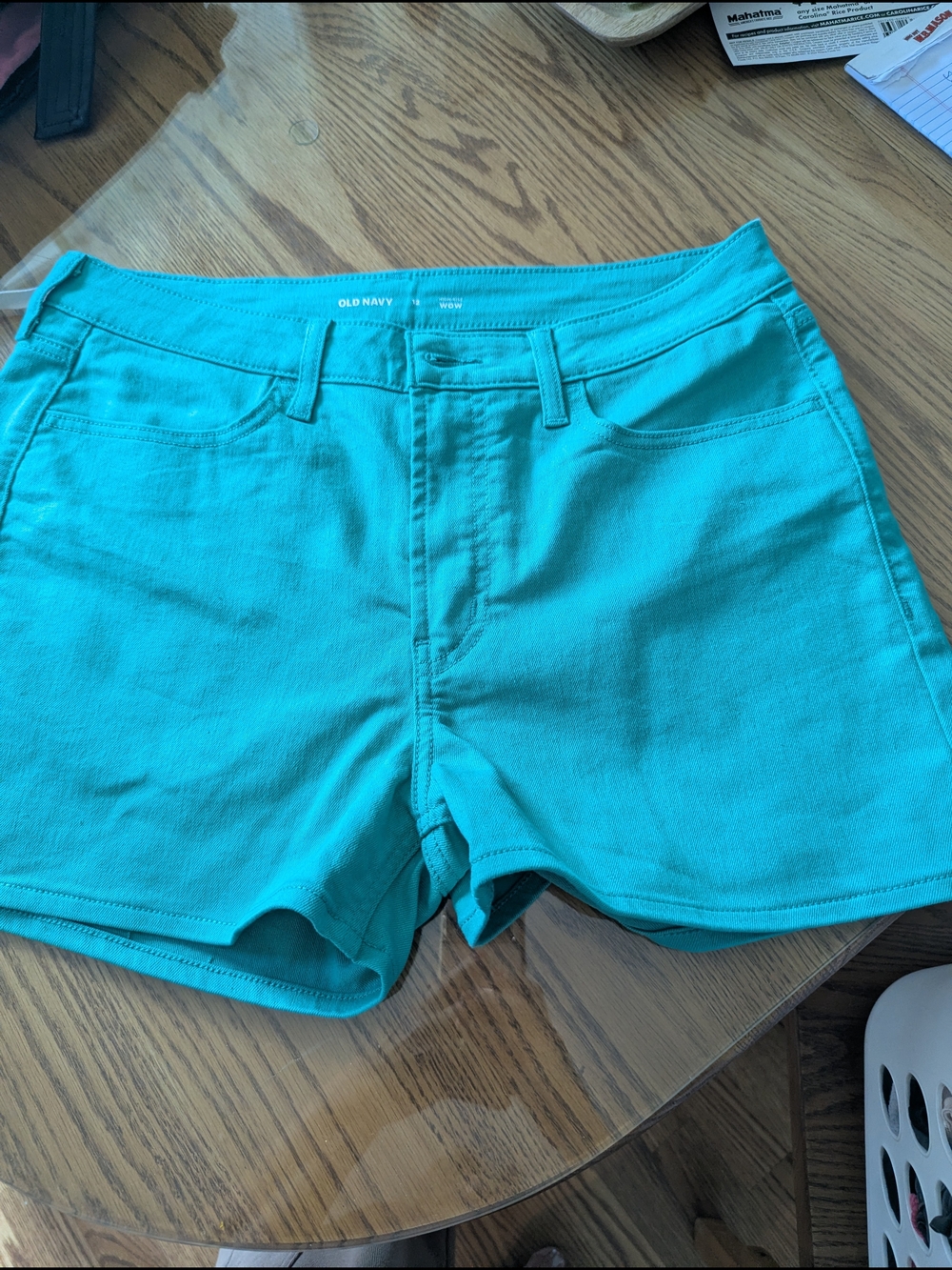 Old Navy Women's Turquoise Denim Mid-Rise Shorts